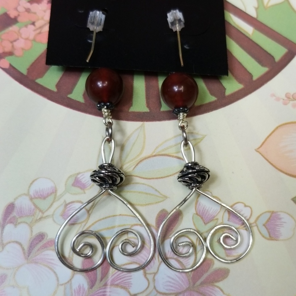 Sterling Silver Heart Dangle Earrings!